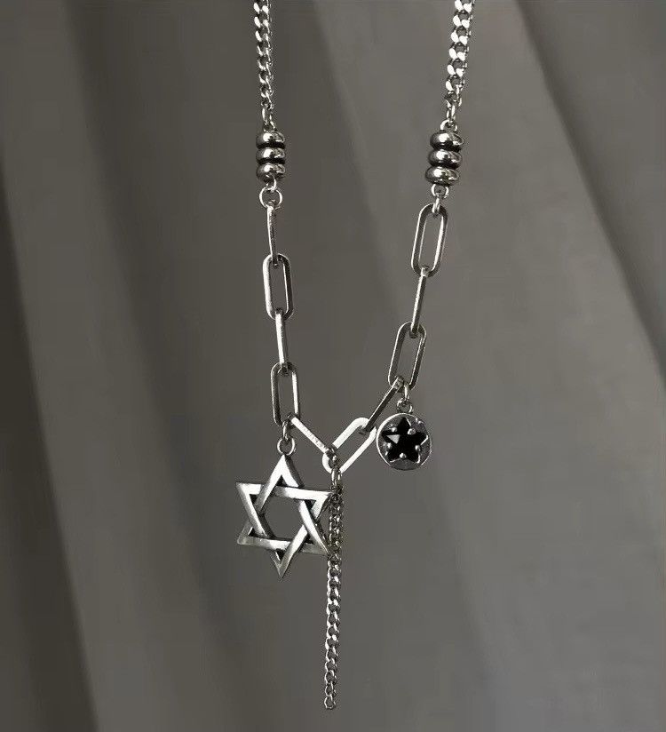 Jewelry × Vintage Pentagram Thick Chain Silver Necklace Size ONE SIZE - 6 Thumbnail