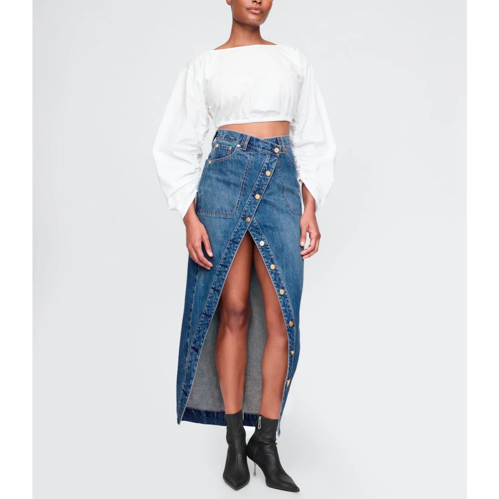 Cult Gaia Gap × Cult Gaia - Asymmetrical Denim Maxi Skirt / 26 / NWT Size 26" / US 2 / IT 38 - 1 Thumbnail
