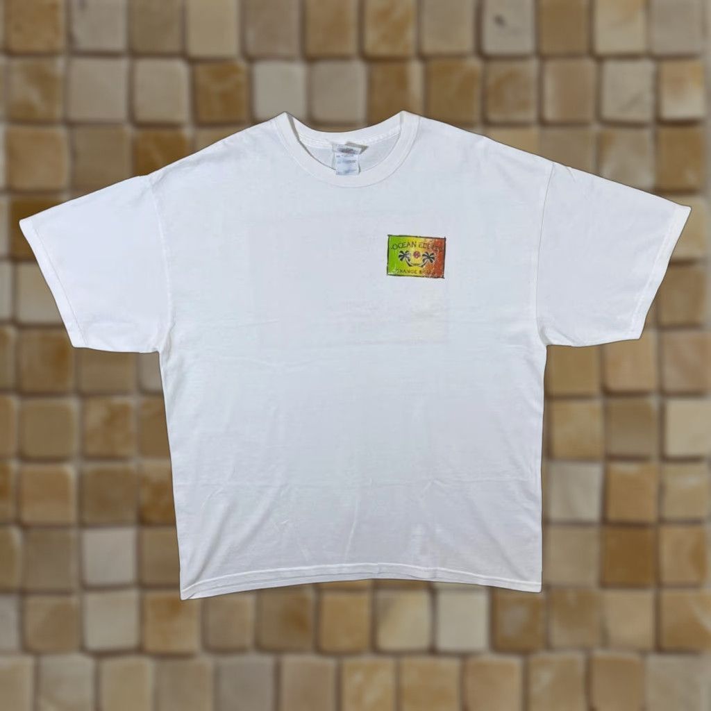 Gildan Gildan T-Shirt Ocean Eddies “Orange Beach” Souvenir Spellout Graphic White XL Mens Shirts Short Sleeve Cotton White Graphic Print 90s? Size US XL / EU 56 / 4 - 1 Thumbnail