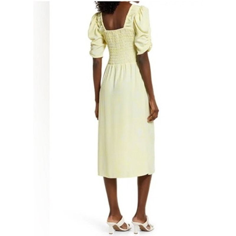 Other Open Edit Smocked A-Line Dress Puff Sleeve Floral Yellow L Size L / US 10 / IT 46 - 5 Thumbnail