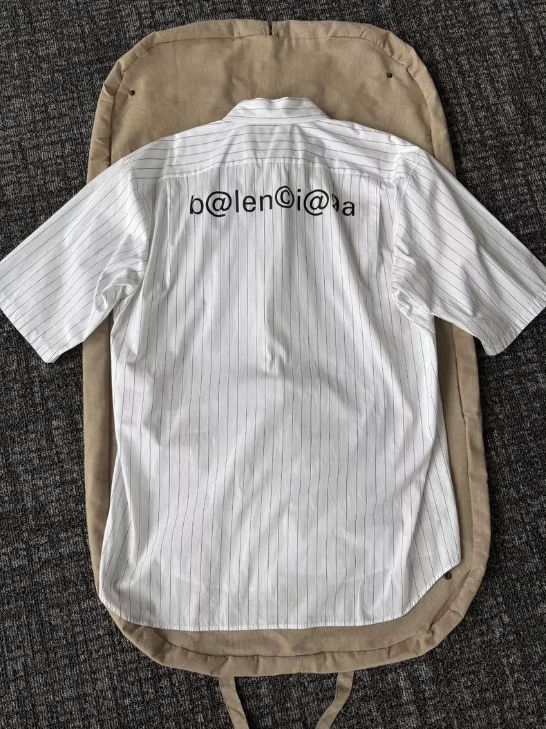 Balenciaga Balenciaga Logo Printed Striped Short Sleeve Shirt Size US XXS / EU 40 - 2 Thumbnail