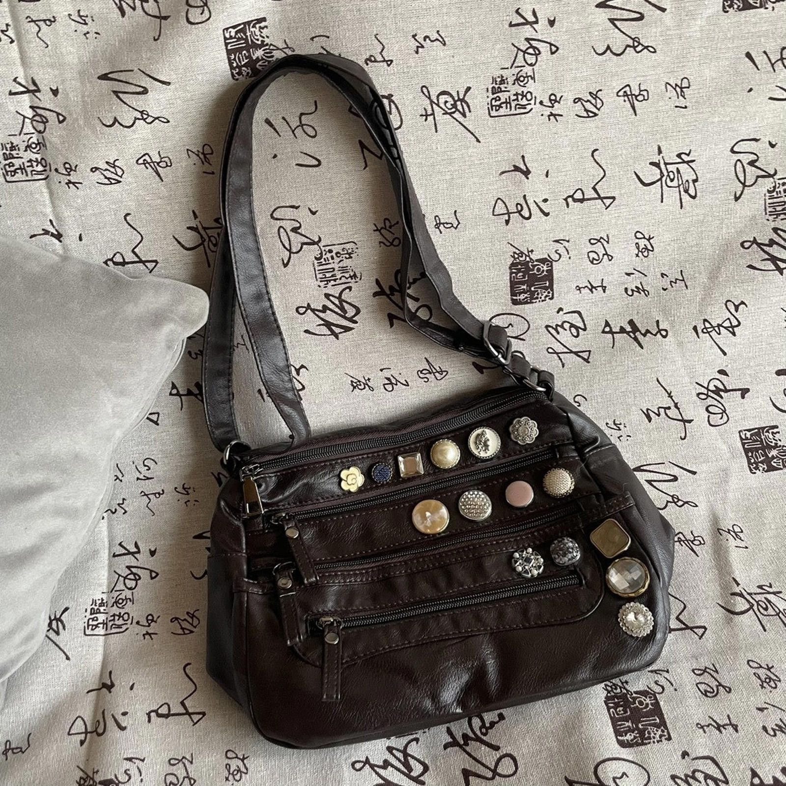Other Lightweight Washed Leather Crossbody Bag – Button Detail Size ONE SIZE - 1 Thumbnail