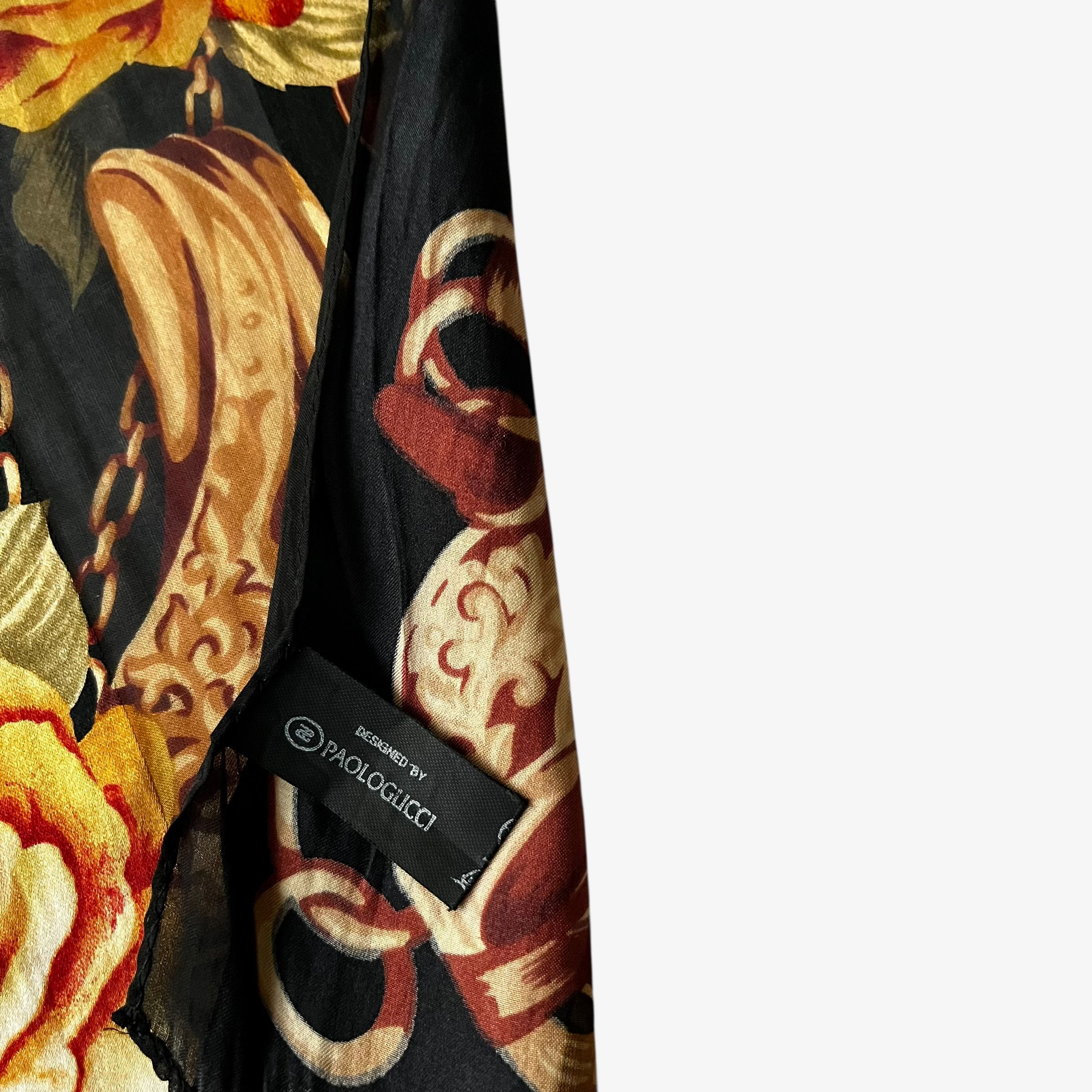 Paolo Gucci Vintage 80s Paolo Gucci Equestrian Buckle Floral Silk Scarf Size ONE SIZE - 3 Thumbnail