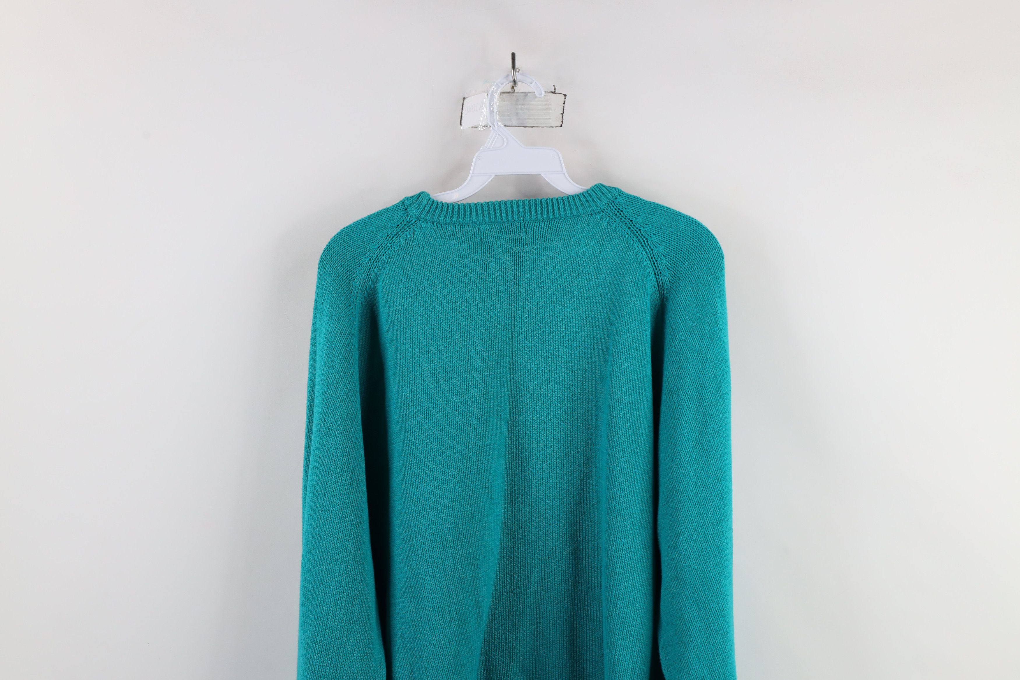 Vintage Vintage 90s Streetwear Cotton Knit Crewneck Sweater Teal Size US XL / EU 56 / 4 - 7 Thumbnail