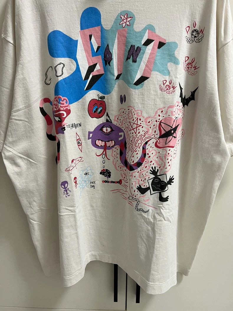 Saint Michael Saint Michael Monster illustration with white short sleeve Size US XL / EU 56 / 4 - 4 Thumbnail
