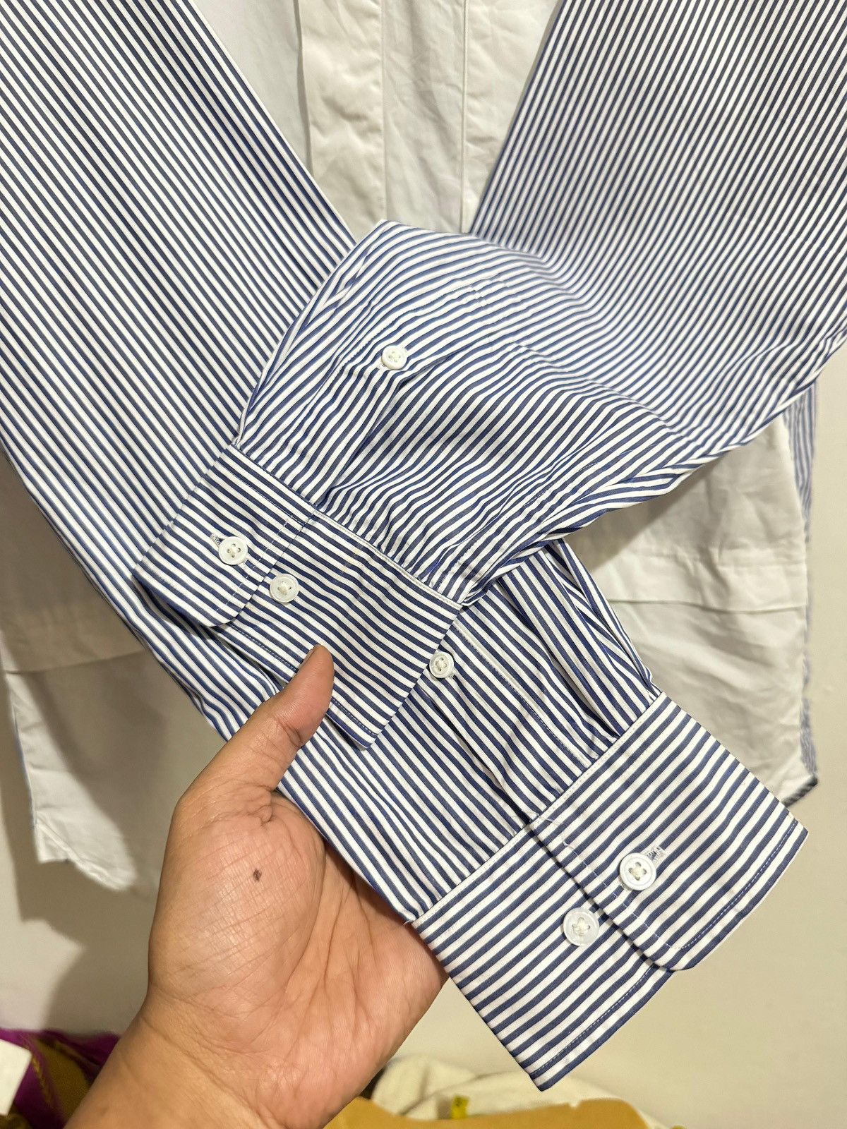 Jil Sander × Uniqlo Uniqlo x Jil sander stripe oversize hidden button Shirt Size US L / EU 52-54 / 3 - 10 Thumbnail