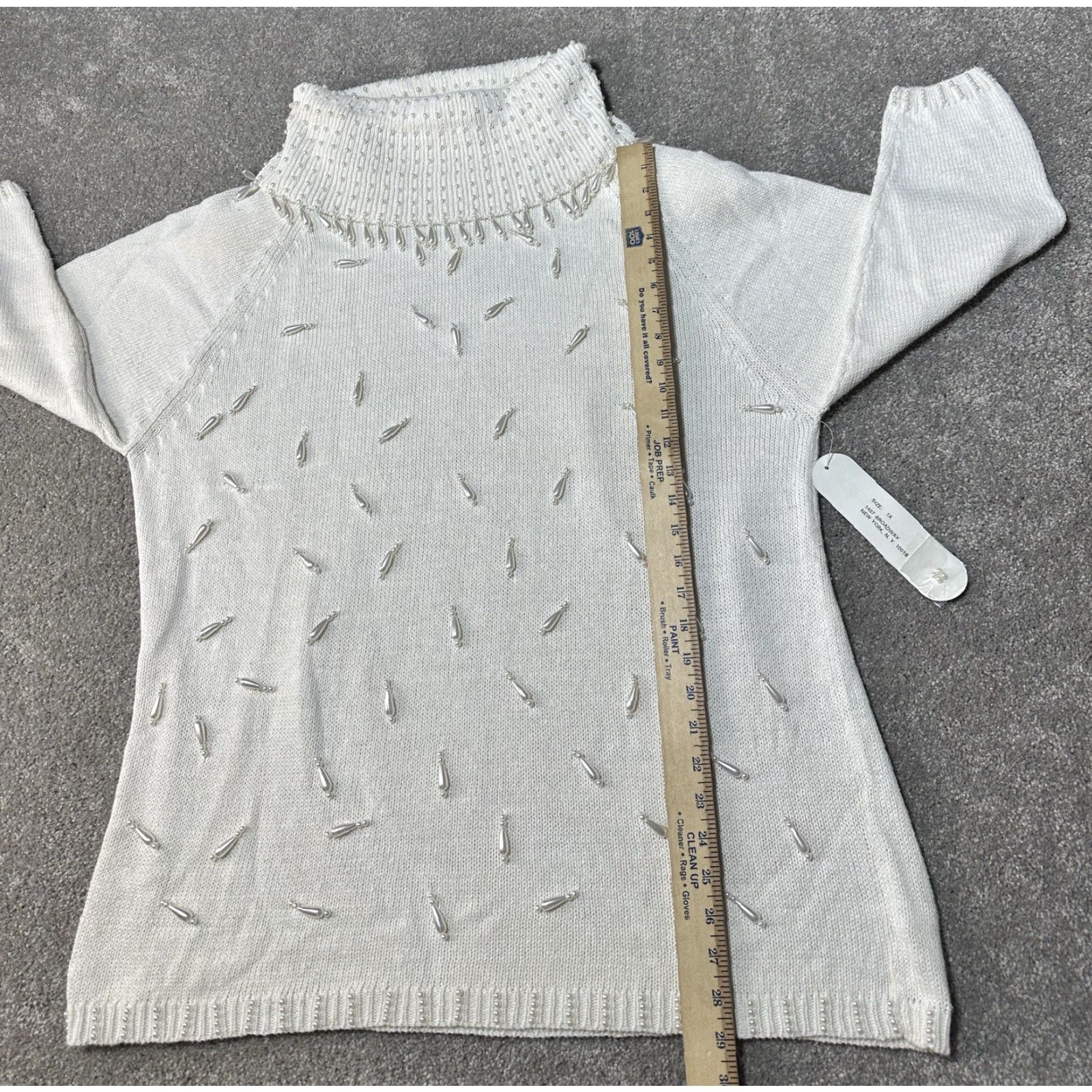 Vintage VINTAGE Pearl Sweater Womens Plus 1X 80s BoHo Christmas Winter Turtleneck Beaded Pullover Women’s 80s Holiday Party/Cocktail Workwear Size XL / US 12-14 / IT 48-50 - 7 Thumbnail