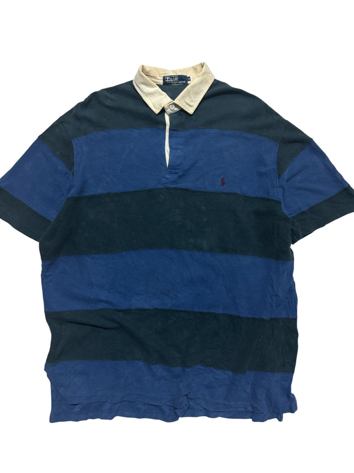 Polo Ralph Lauren VINTAGE 1990s Polo Ralph Lauren Stripe Heavy Waffle Cotton Size US XL / EU 56 / 4 - 1 Thumbnail