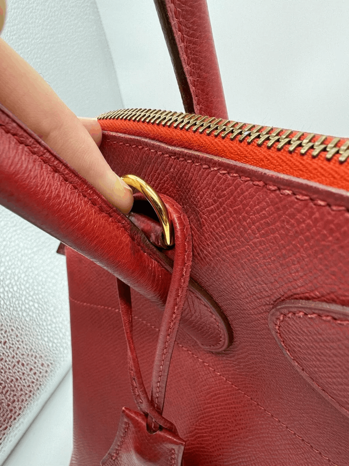 Hermes Hermes Bolide 35 Courchevel Rouge Vif Size ONE SIZE - 9 Thumbnail