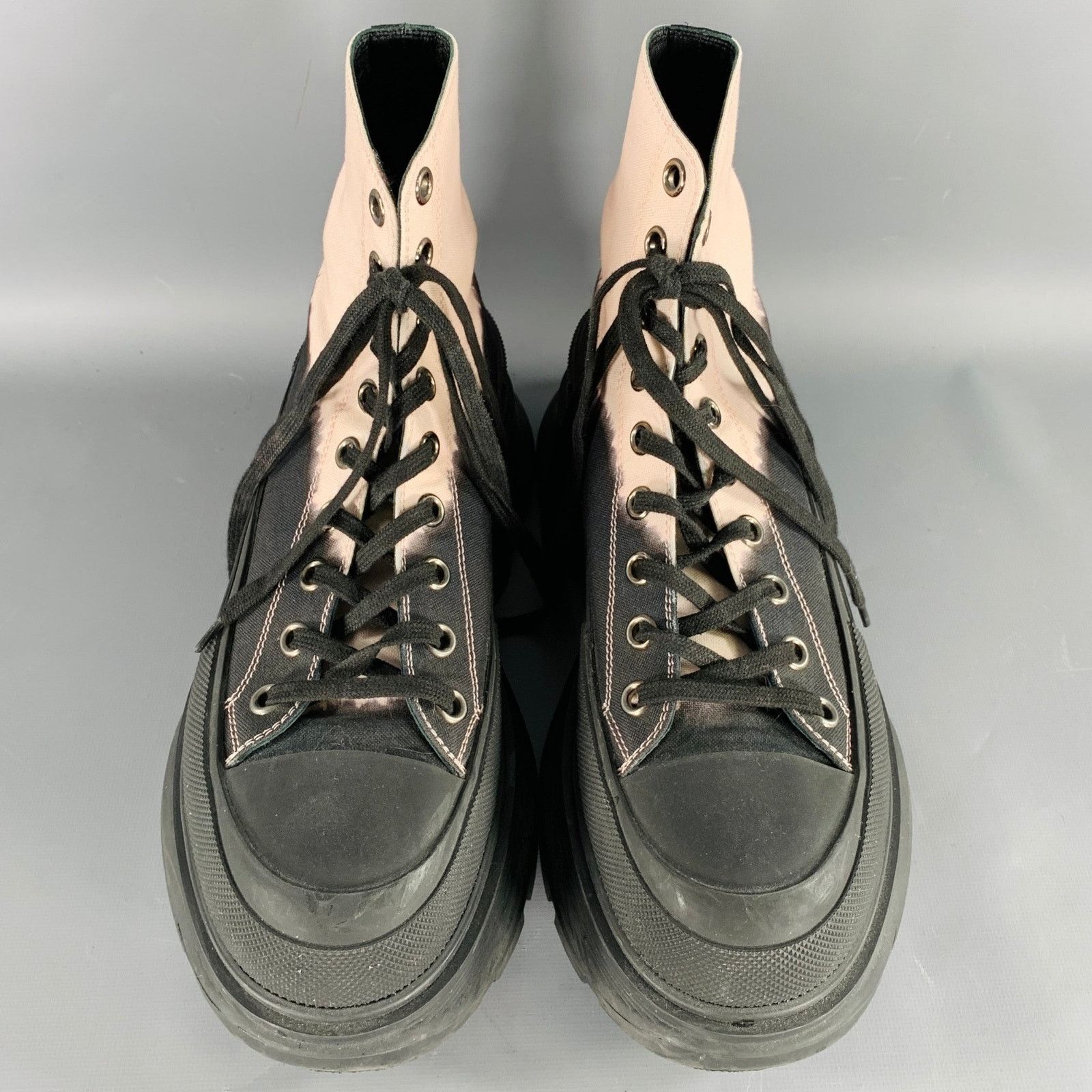 Alexander McQueen Size 9 Black Pink Color Block Mixed Materials Lace-Up Boots Size US 9 / EU 42 - 4 Thumbnail