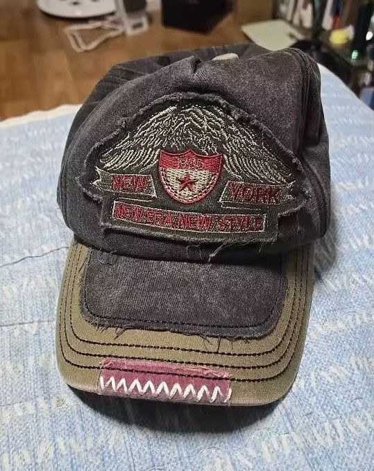 Japanese Brand Retro Washed Letter Embroidery Denim Baseball Cap Size ONE SIZE - 2 Thumbnail