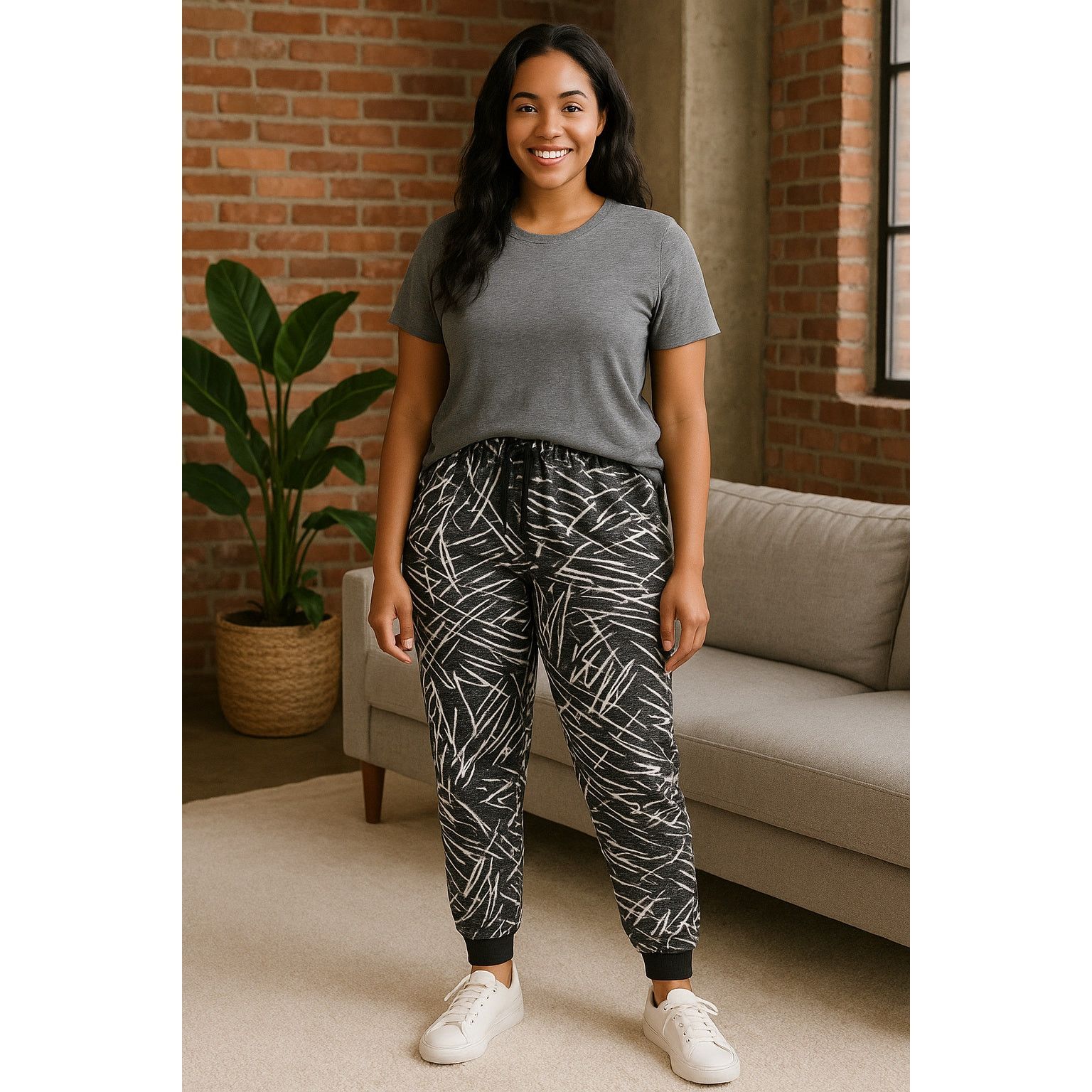 Other LuLaRoe Jax Small NWOT Black Gray White Joggers Sweatpants Size 28" / US 6 / IT 42 - 1 Thumbnail