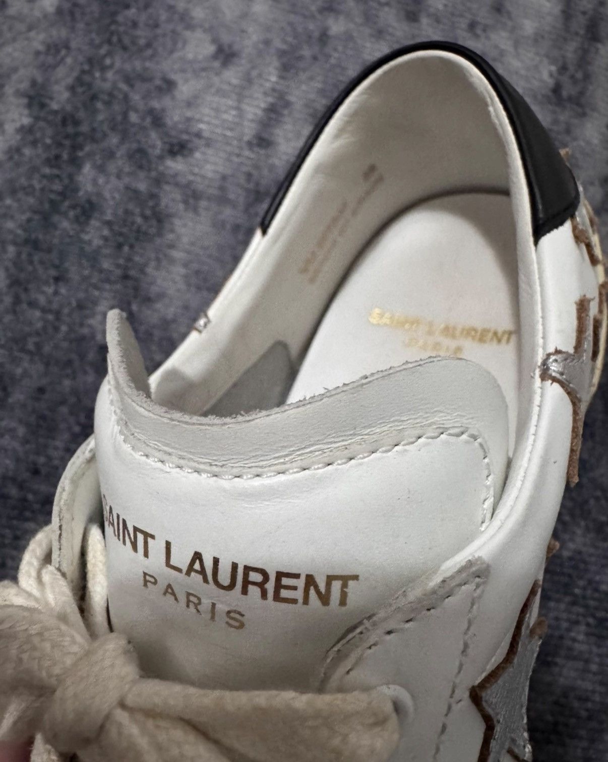 Saint Laurent Paris Saint Laurent 15SS Leather Embroidered Star Low-Top Sneakers Size US 6.5 / EU 39-40 - 4 Thumbnail