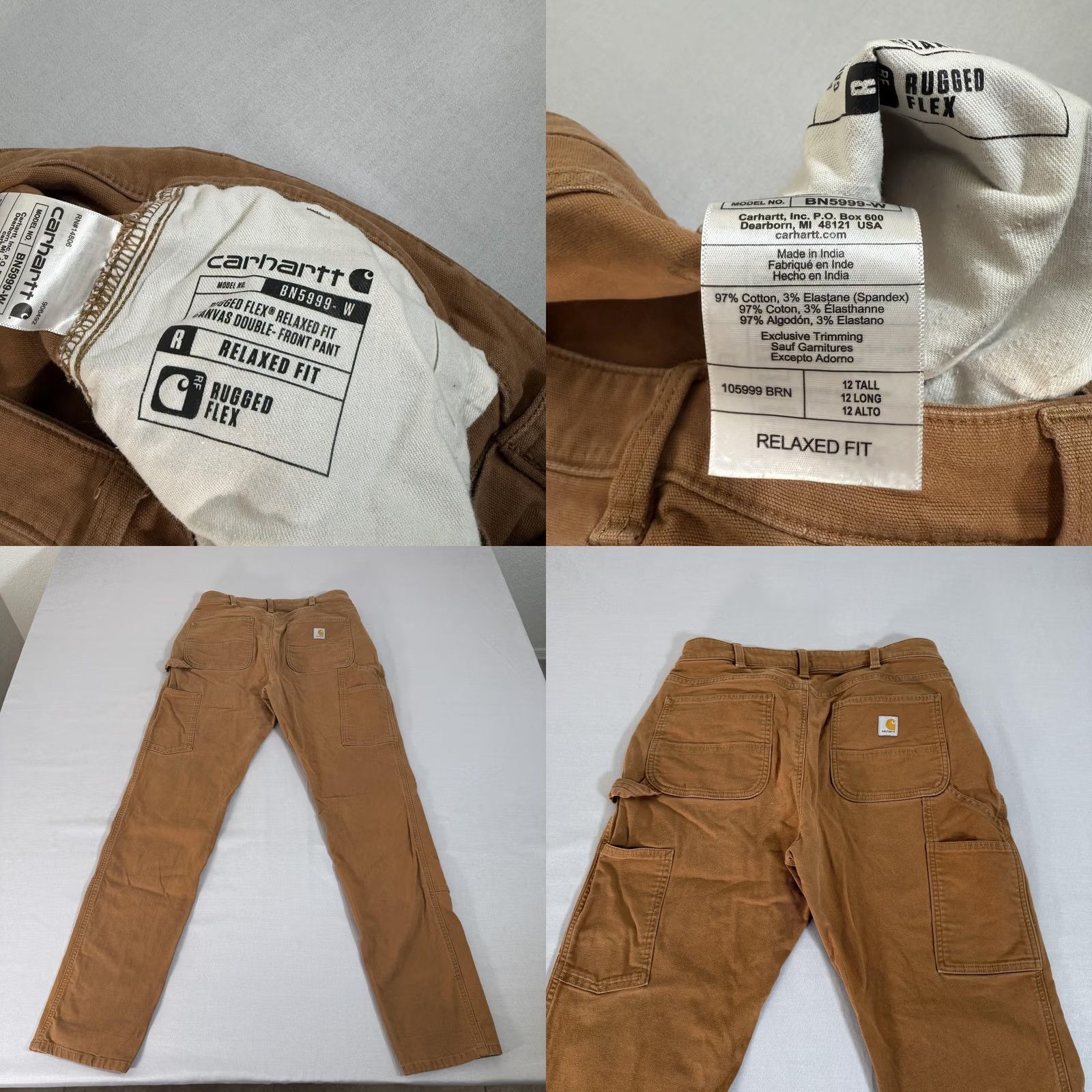 Carhartt Carhartt Pants Women 12 Tall Brown Double Knee Rugged Flex Carpenter Relaxed Fit Size 34" / US 12 / IT 48 - 9 Thumbnail