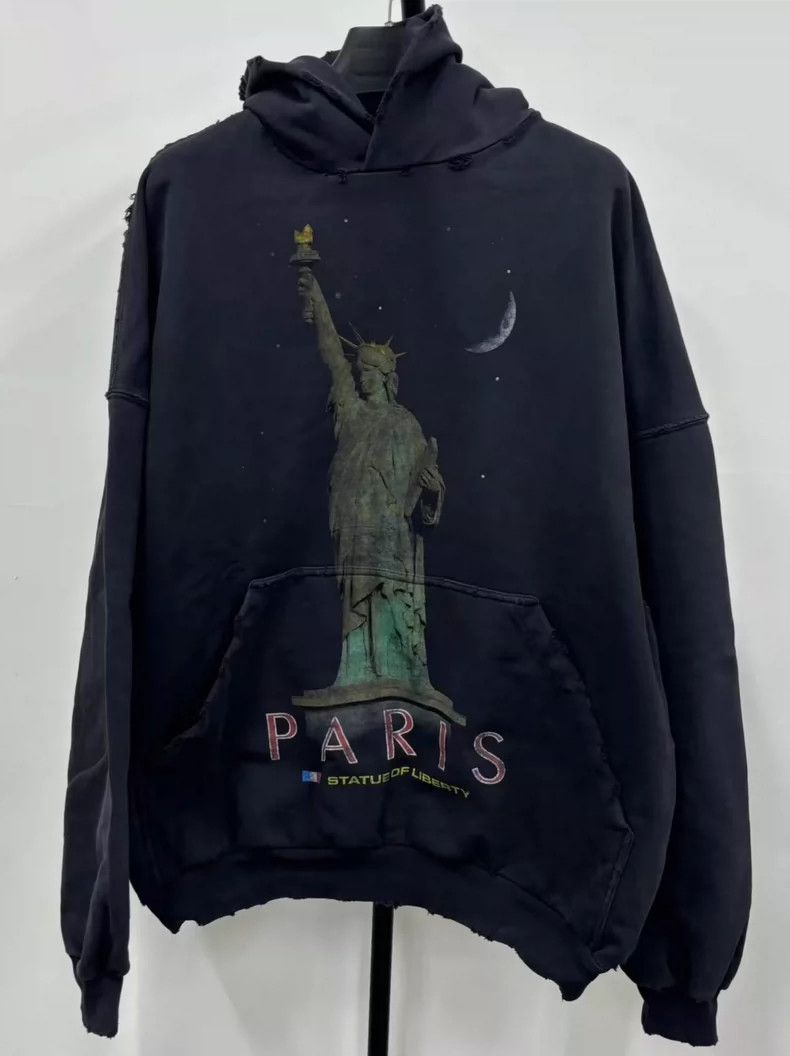 Balenciaga Graphic printed hooded sweatshirt with long sle