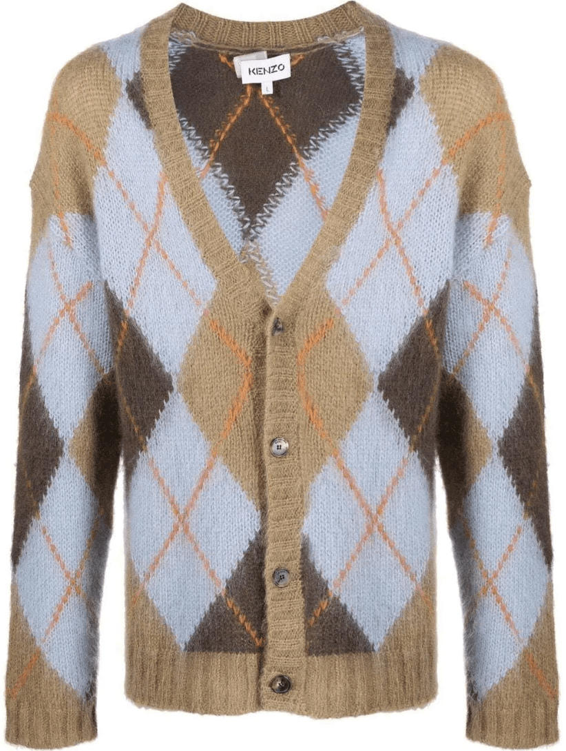 Kenzo Kenzo Argyle Mohair Cardigan Sweater - Men's S Size US S / EU 44-46 / 1 - 1 Thumbnail