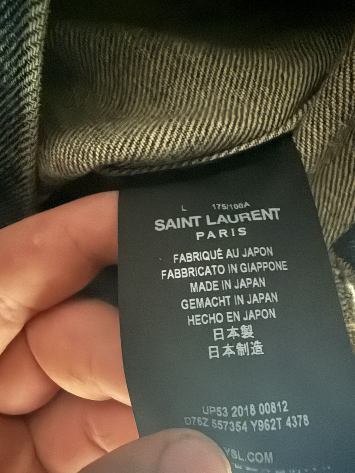Saint Laurent Paris F/W19 Bandana Distressed Denim Jacket by Anthony Vaccarello Size US L / EU 52-54 / 3 - 9 Thumbnail