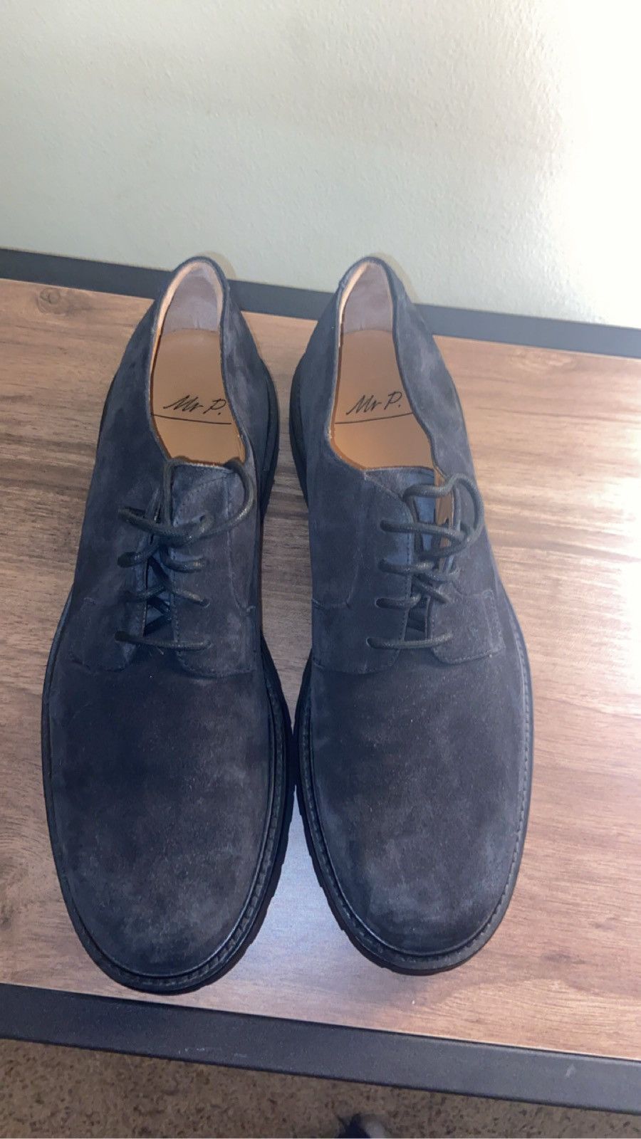 Mr P. Black suede leather lace-up oxfords Size US 10 / EU 43 - 3 Thumbnail