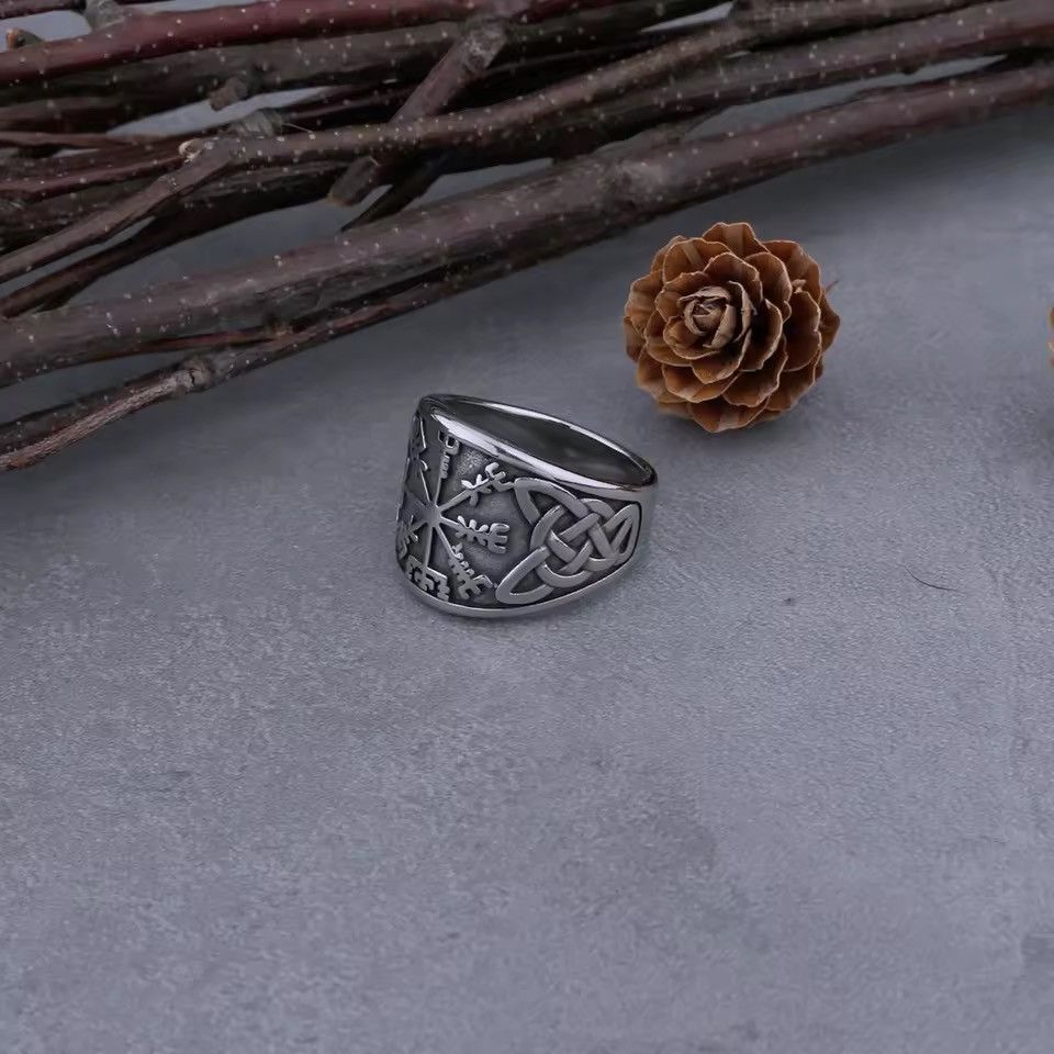 Jewelry × Vintage Compass Rune Stainless Steel Ring Size ONE SIZE - 4 Thumbnail