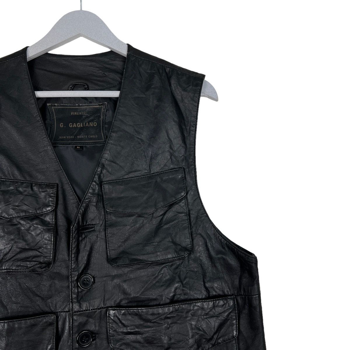 Designer 🔥 G. GAGLIANO CARGO LEATHER TANK TOP VEST Size US L / EU 52-54 / 3 - 6 Thumbnail