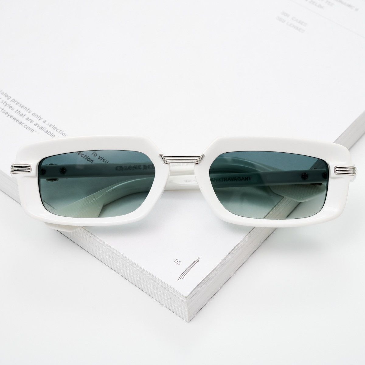 Chrome Hearts CHROME HEARTS ASSTRAVAGANT WHITE SUNGLASSES Size ONE SIZE - 6 Thumbnail