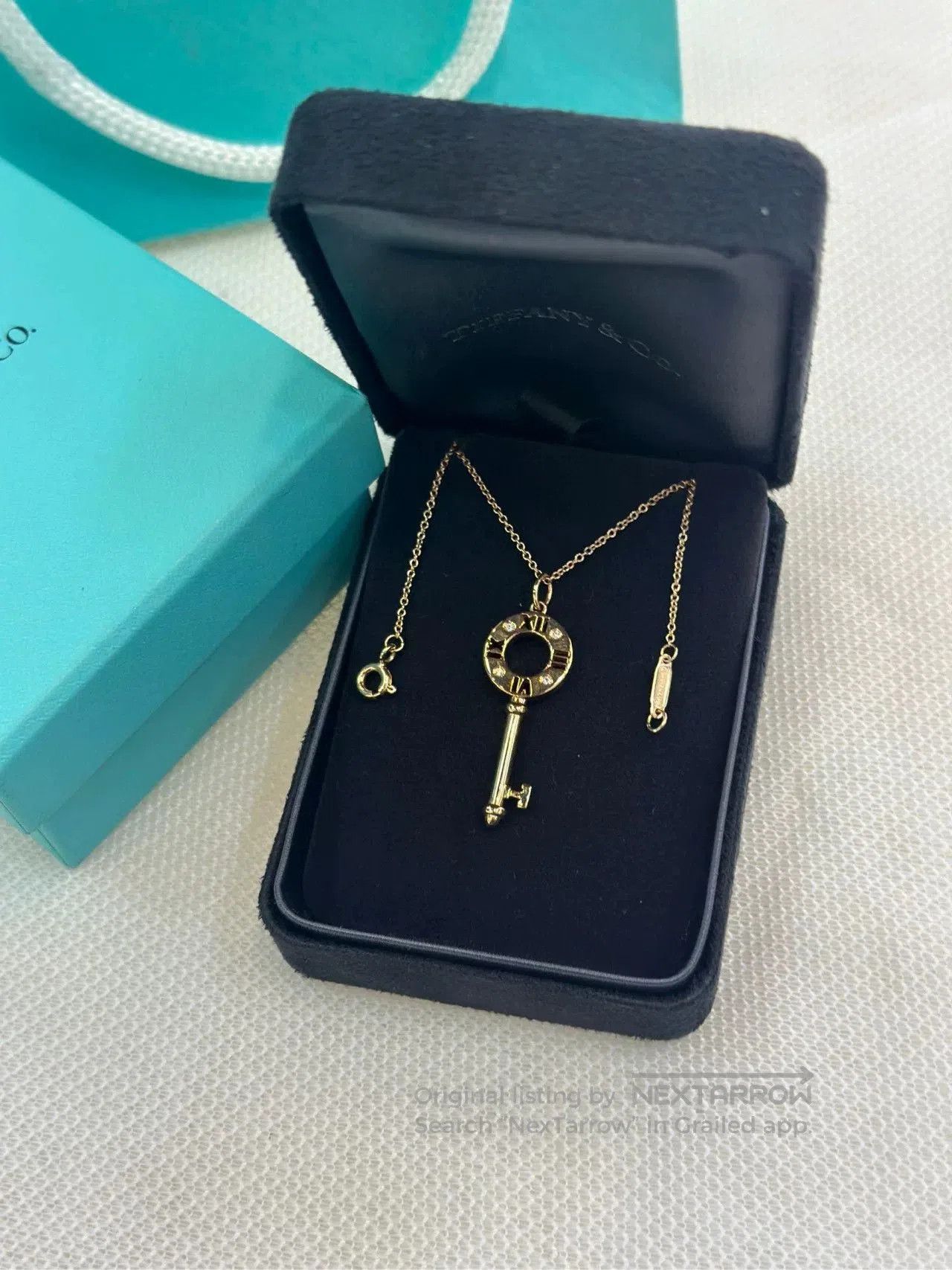 Tiffany & Co. Tiffany&Co 18k Rose Gold Diamond Key Necklace. Size ONE SIZE - 2 Thumbnail