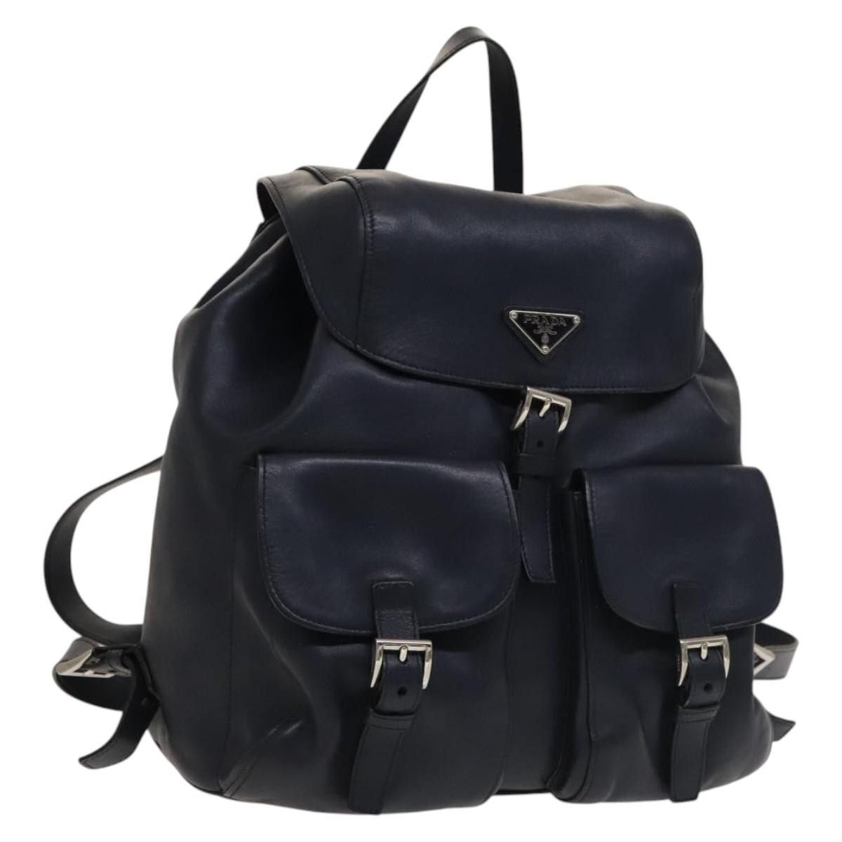 Prada Prada Vela Double Front Pocket Backpack Leather Size ONE SIZE - 1 Thumbnail