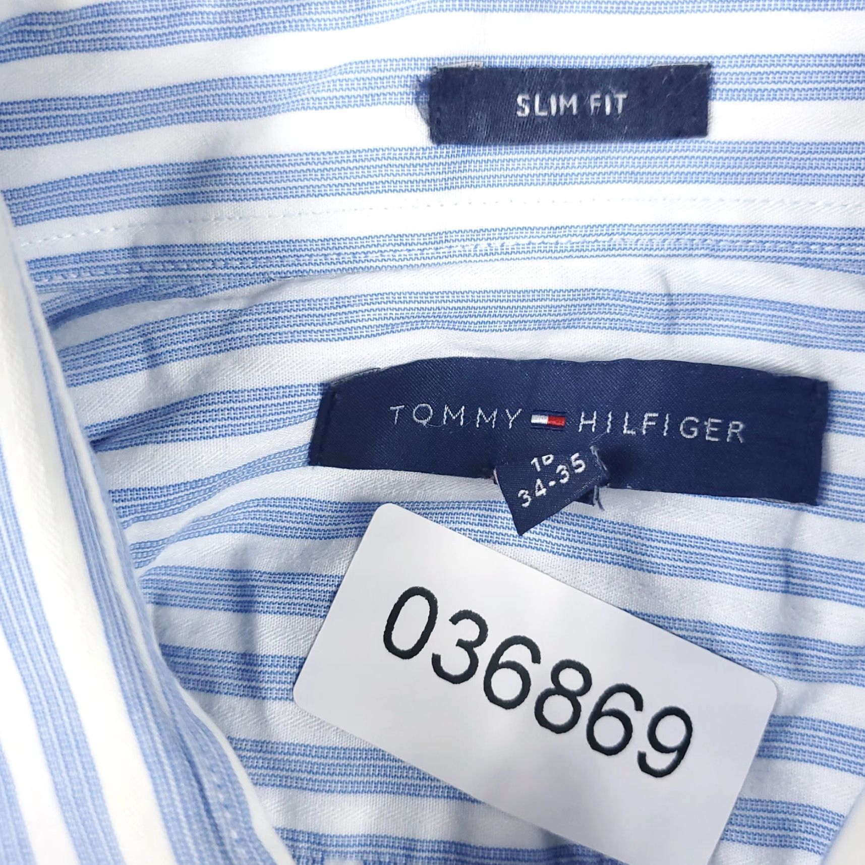 Tommy Hilfiger Tommy Hilfiger Dress Shirt Mens 16 Blue White Striped Long Sleeve Button Up Size 42R - 8 Thumbnail