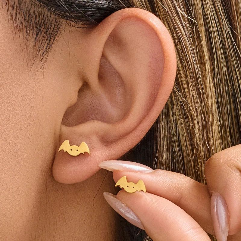 Jewelry Mini Bat Stud Earrings Charm Earring Gift Size ONE SIZE - 1 Thumbnail