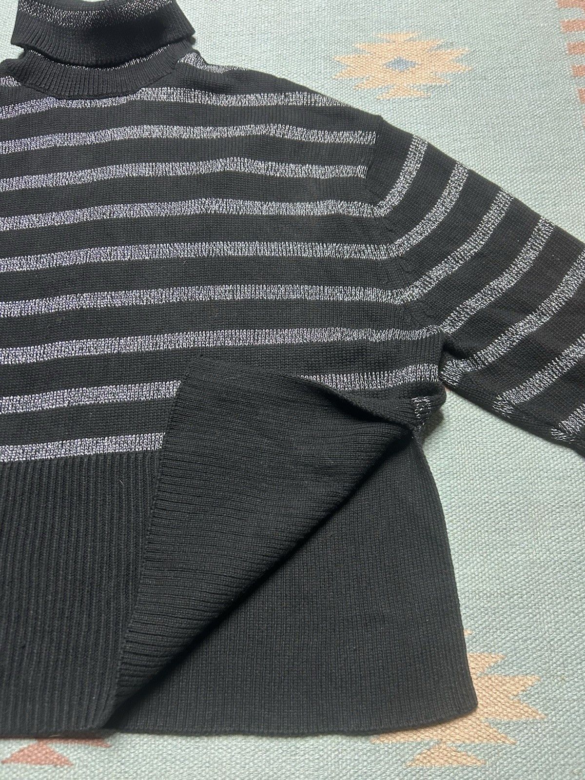 Gap Gap turtleneck sweater cotton knit lurex sparkle striped L Size L / US 10 / IT 46 - 4 Thumbnail