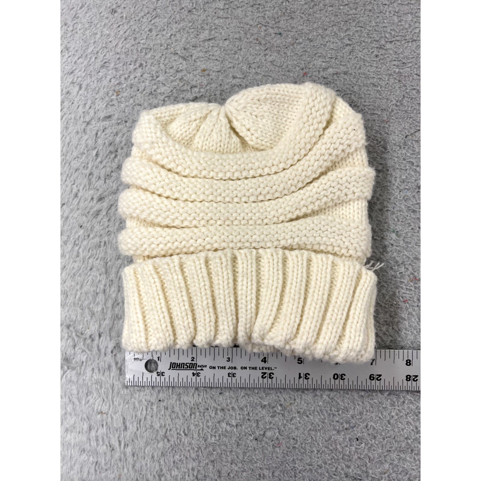 Vintage C.C Exclusive Beanie Toque One Size Ivory White Knit 100% Acrylic Ski Womens Size ONE SIZE - 3 Thumbnail