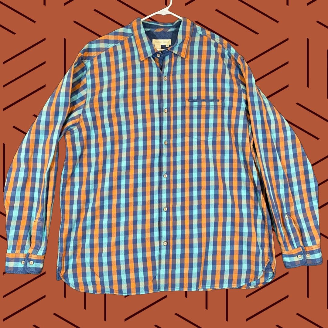 The Territory Ahead VINTAGE Territory Ahead Men's Shirt 2XL Plaid Casual Outdoor Long Sleeve Cotton Blue Orange Size US XXL / EU 58 / 5 - 1 Thumbnail