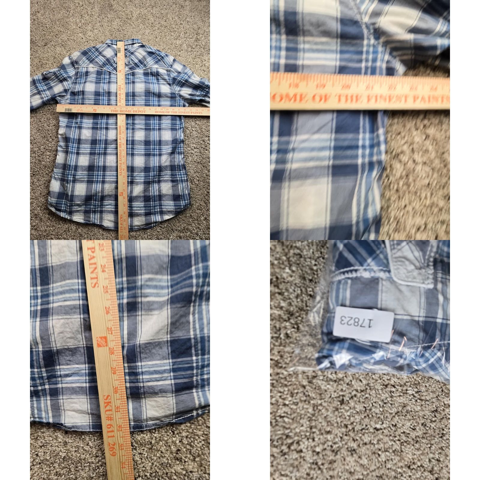 Buckle Black Buckle Black Label Shirt Mens XL Blue Plaid Long Sleeve Snap Front Slim Fit Size US XL / EU 56 / 4 - 8 Thumbnail