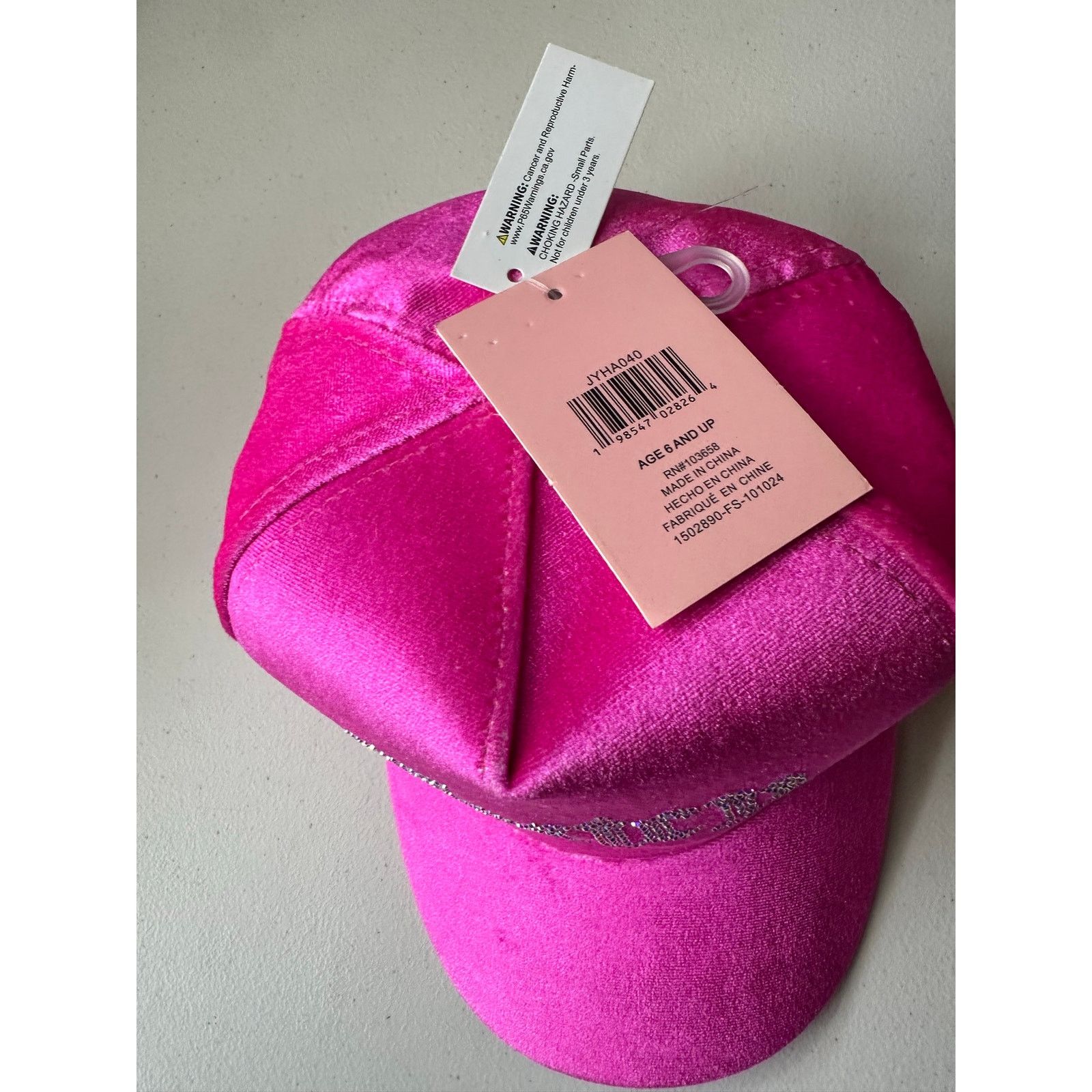 Juicy Couture NWT Juicy Couture Kids Hot Pink Velour Hat Logo Adjustable Size ONE SIZE - 4 Thumbnail