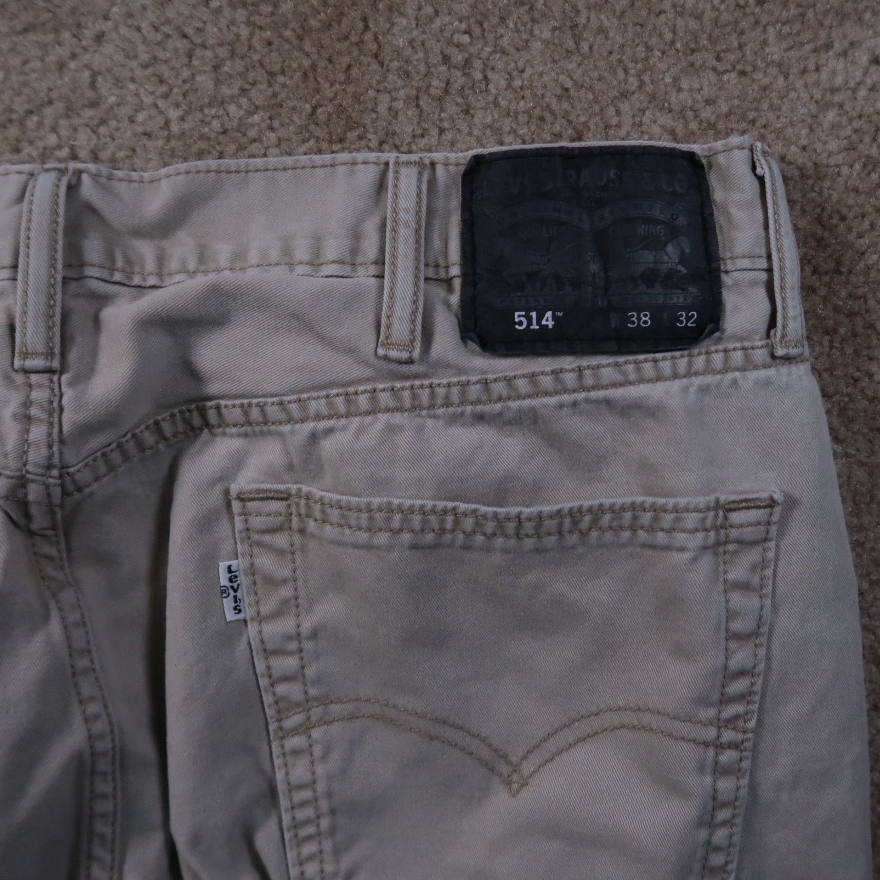 Levi's Levi's 514 Slim Straight Jeans Men 38x32 Beige Khaki Denim 5-Pocket American Grunge 38 in Regular Rise Mid Vintage: No Size US 38 / EU 54 - 6 Thumbnail