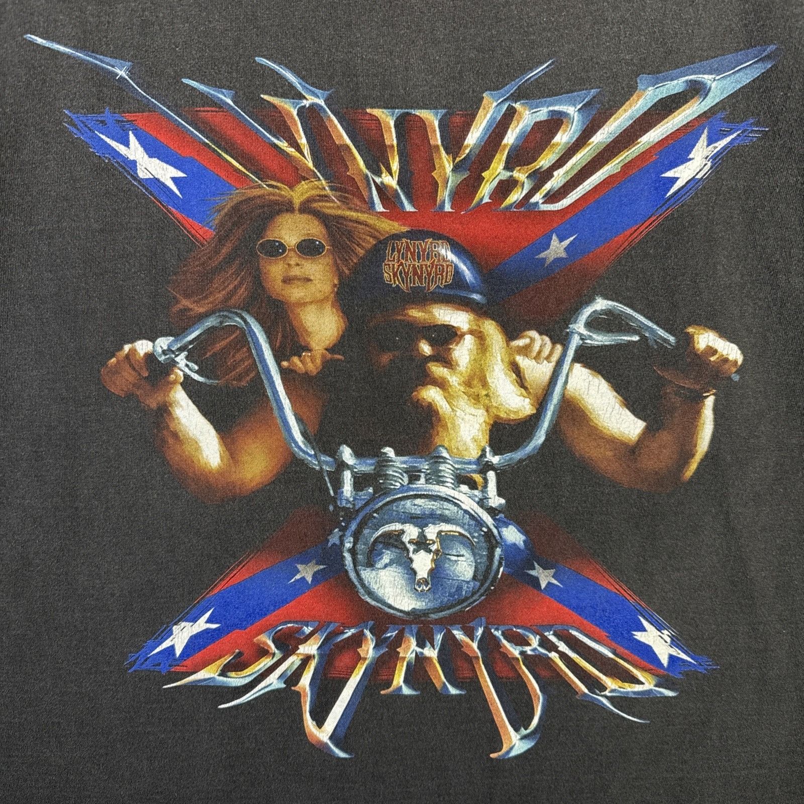 Band Tees Vintage Lynyrd Skynyrd Shirt XL Black 90s Biker Rides Size US XL / EU 56 / 4 - 2 Thumbnail