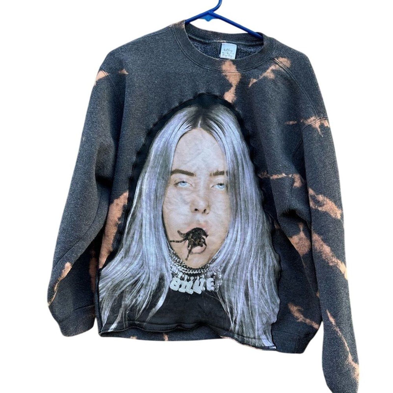 Other Billie Eilish Upcycled Bleach Dyed Crewneck Sweatshirt OOAK Size US L / EU 52-54 / 3 - 9 Thumbnail