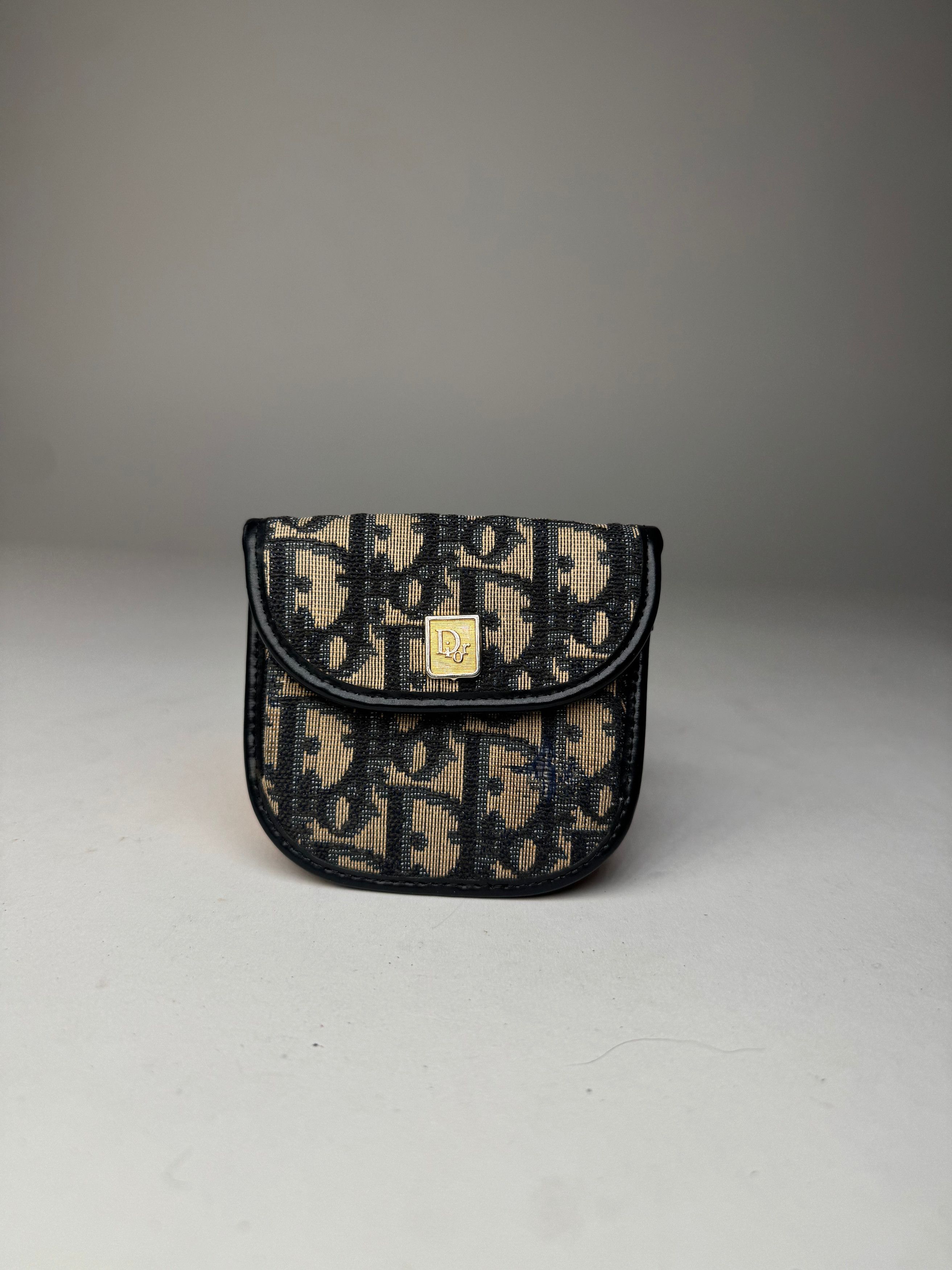 Dior Vintage Oblique Monogram Purse Beige Navy Size ONE SIZE - 1 Thumbnail