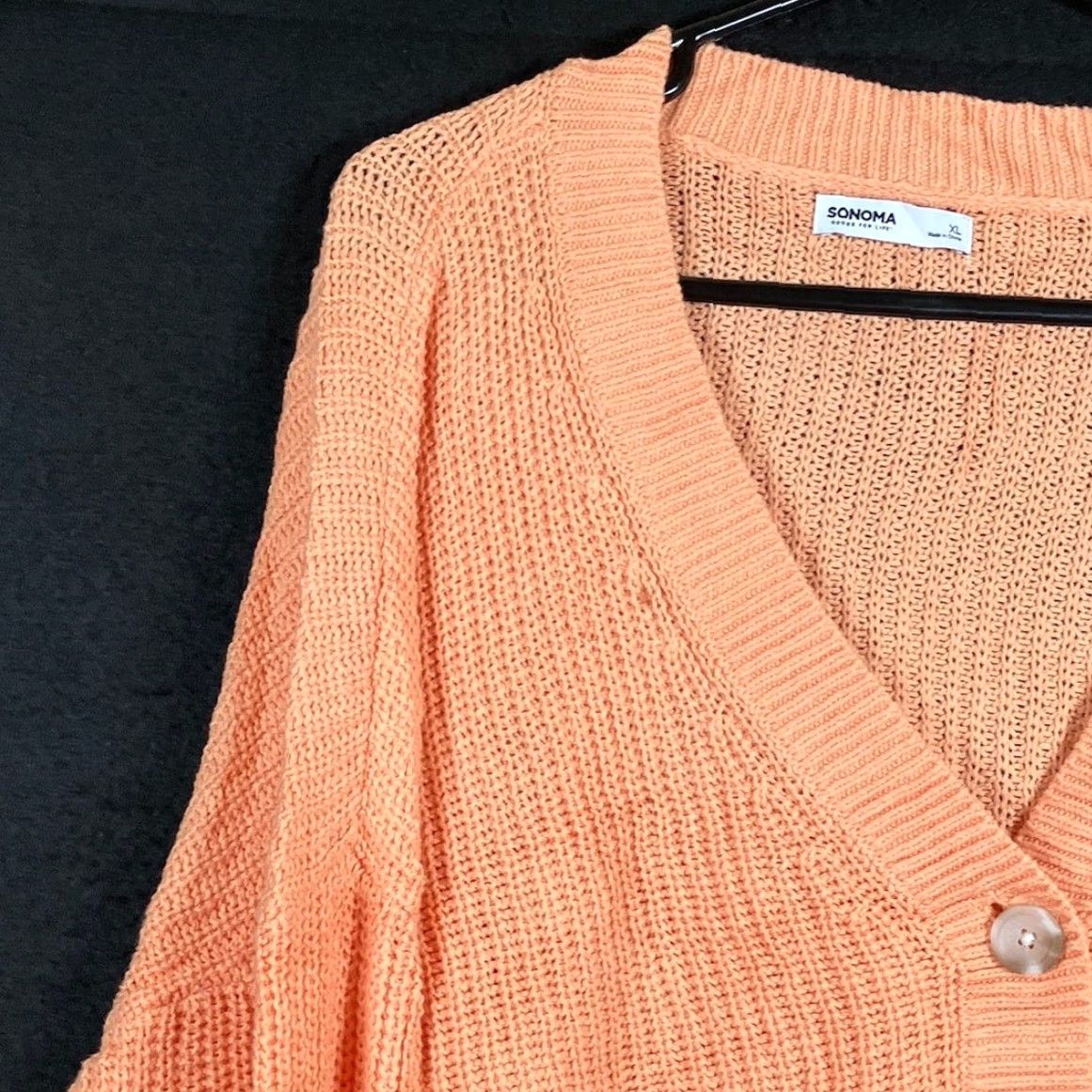 Vintage Sonoma Cardigan Sweater Orange V-Neck XL Womens Long Sleeve Knit Button Up Size XL / US 12-14 / IT 48-50 - 4 Thumbnail