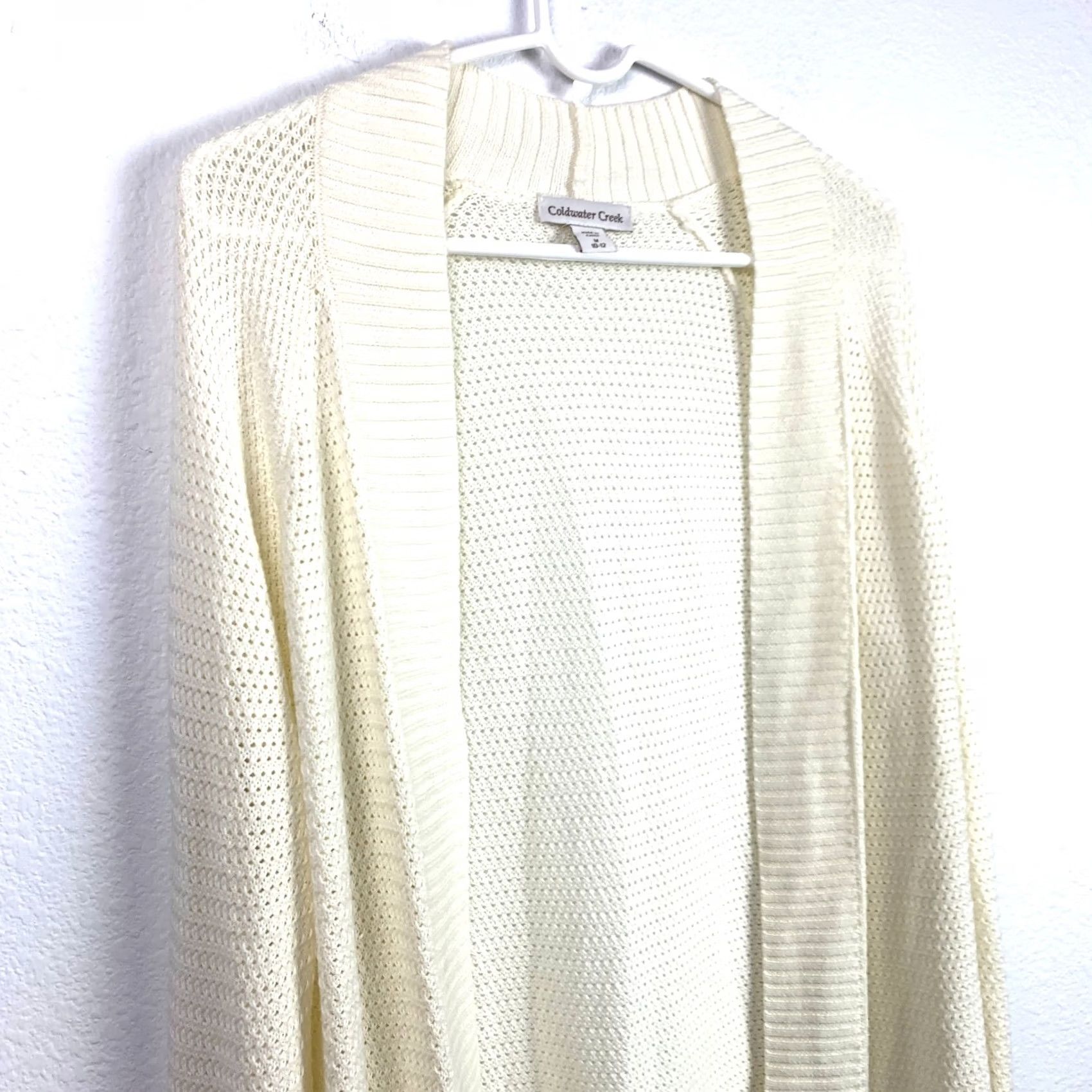 Coldwater Creek Coldwater Creek Open Knit Flyaway Ivory Sweater Cardigan Womens Medium 10-12 Size M / US 6-8 / IT 42-44 - 2 Thumbnail