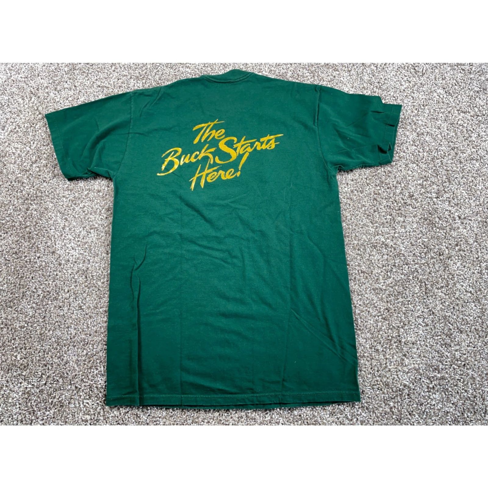 Jerzees VINTAGE Jerzees T-Shirt Men Large Green Buck Stops Here 90s Graphic Print Cotton Midwest Size US L / EU 52-54 / 3 - 3 Thumbnail