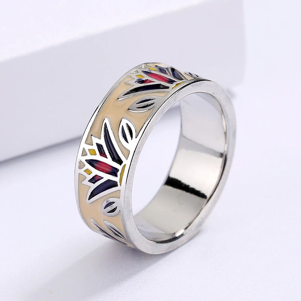 Jewelry Classic Grass Shape Handmade Enamel Ring Size ONE SIZE - 1 Thumbnail