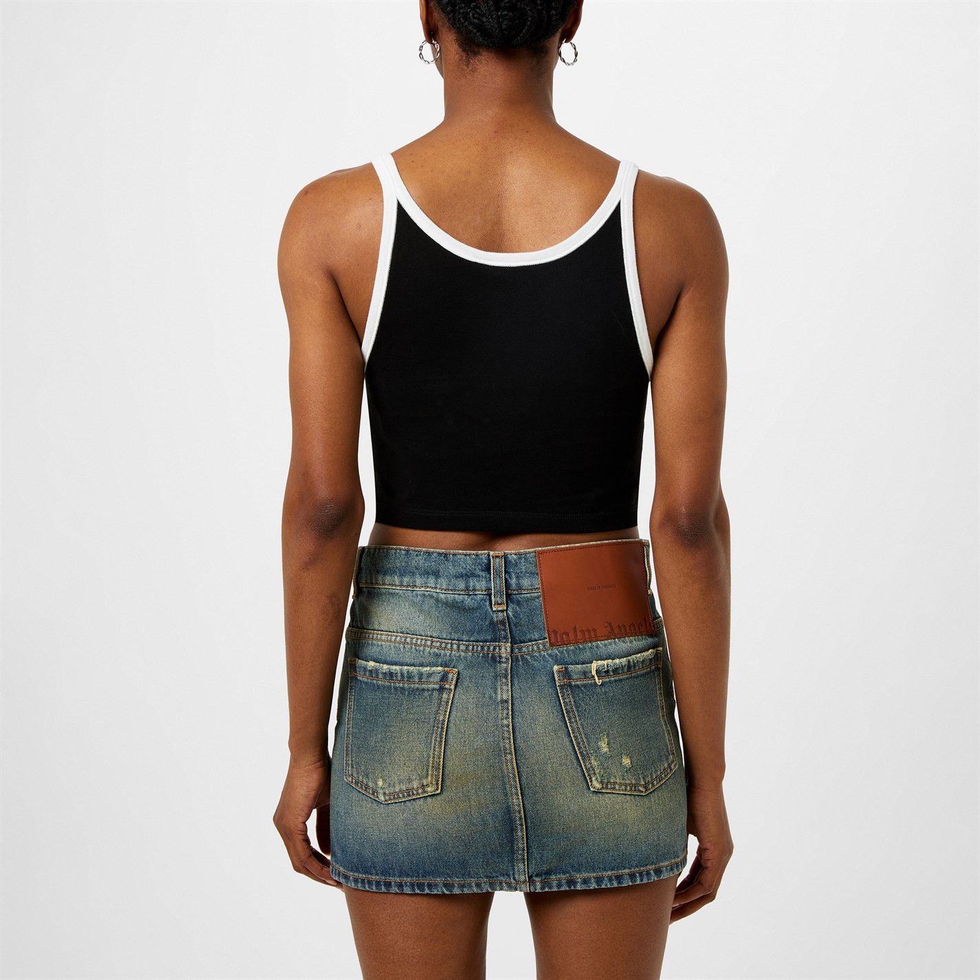 Palm Angels o1g2r1mq0325 Crop Top in Black & Off White Size L / US 10 / IT 46 - 5 Thumbnail