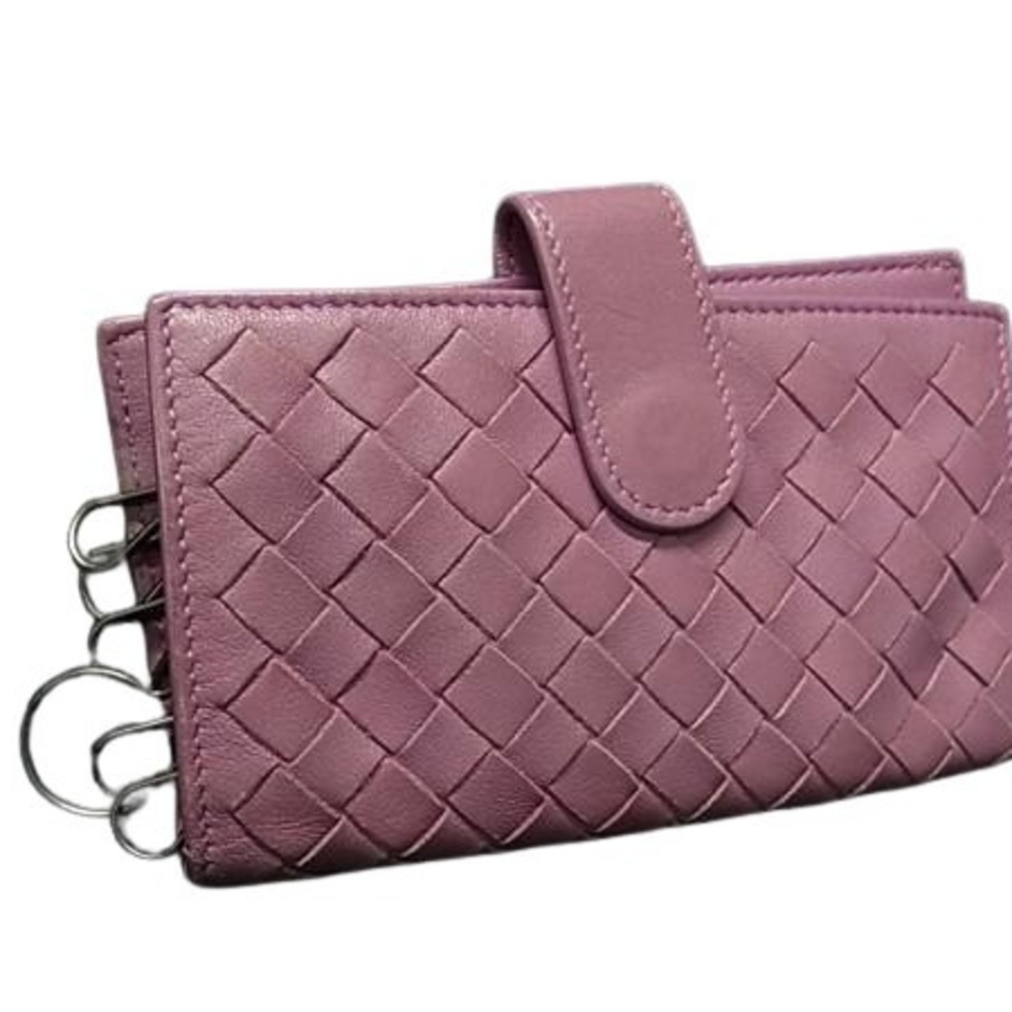 Bottega Veneta BOTTEGA VENETA 6-ring key case in pink-purple leather with intrecciato detailing. Size ONE SIZE - 1 Thumbnail