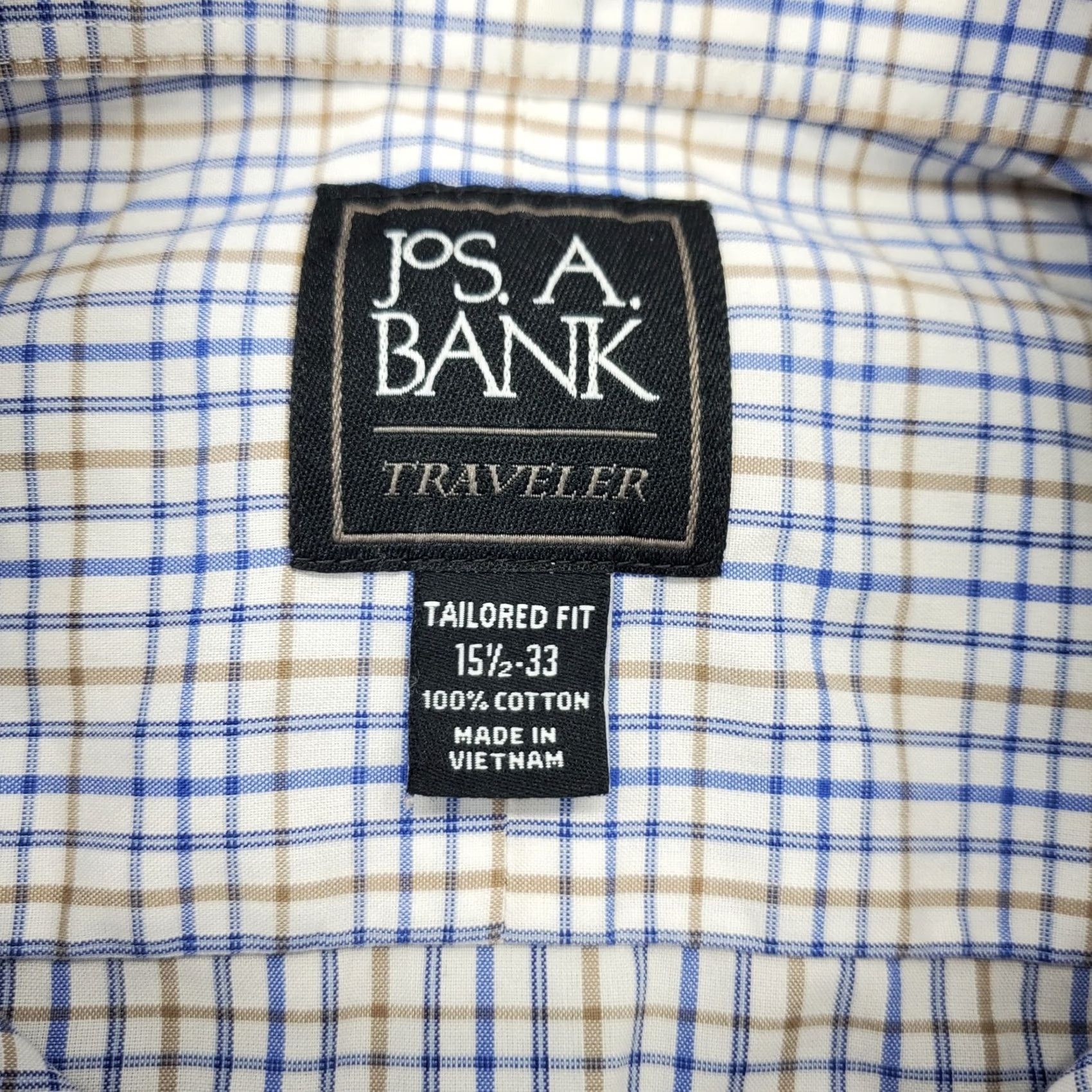 Jos. A. Bank Jos. A. Bank Dress Shirt Men 15.5 Multi Check Tailored Fit Long Sleeve Button Up Shirt Size 42R - 6 Thumbnail