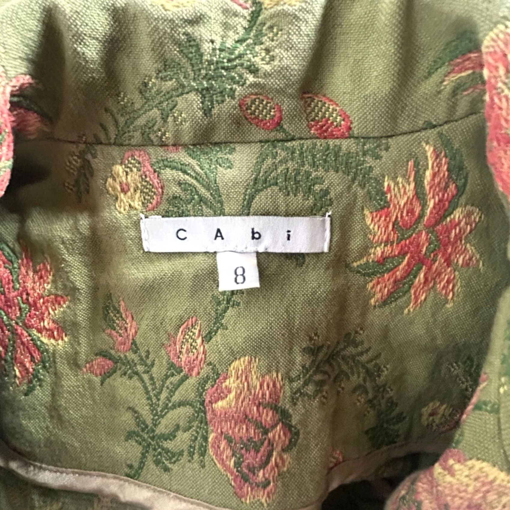 Vintage CAbi Green Tapestry Blazer Jacket Size 8 Floral Embroidered Pockets Womens Jacket Size M / US 6-8 / IT 42-44 - 3 Thumbnail