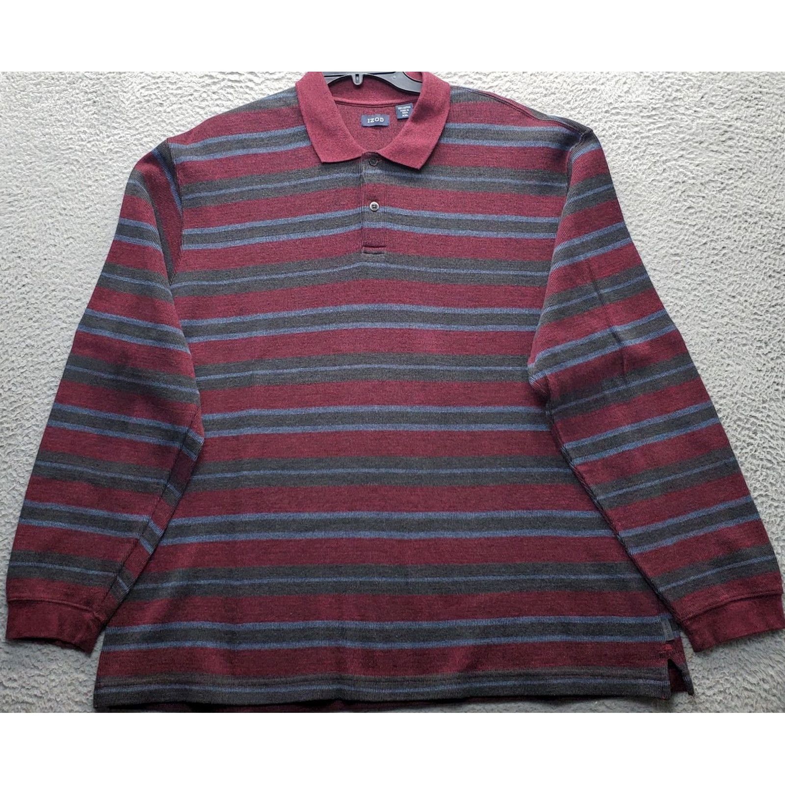 Izod IZOD Polo Shirt Mens XXL Multicolor Striped Knit Long Sleeve Slit Popover EUC Size US XXL / EU 58 / 5 - 2 Thumbnail