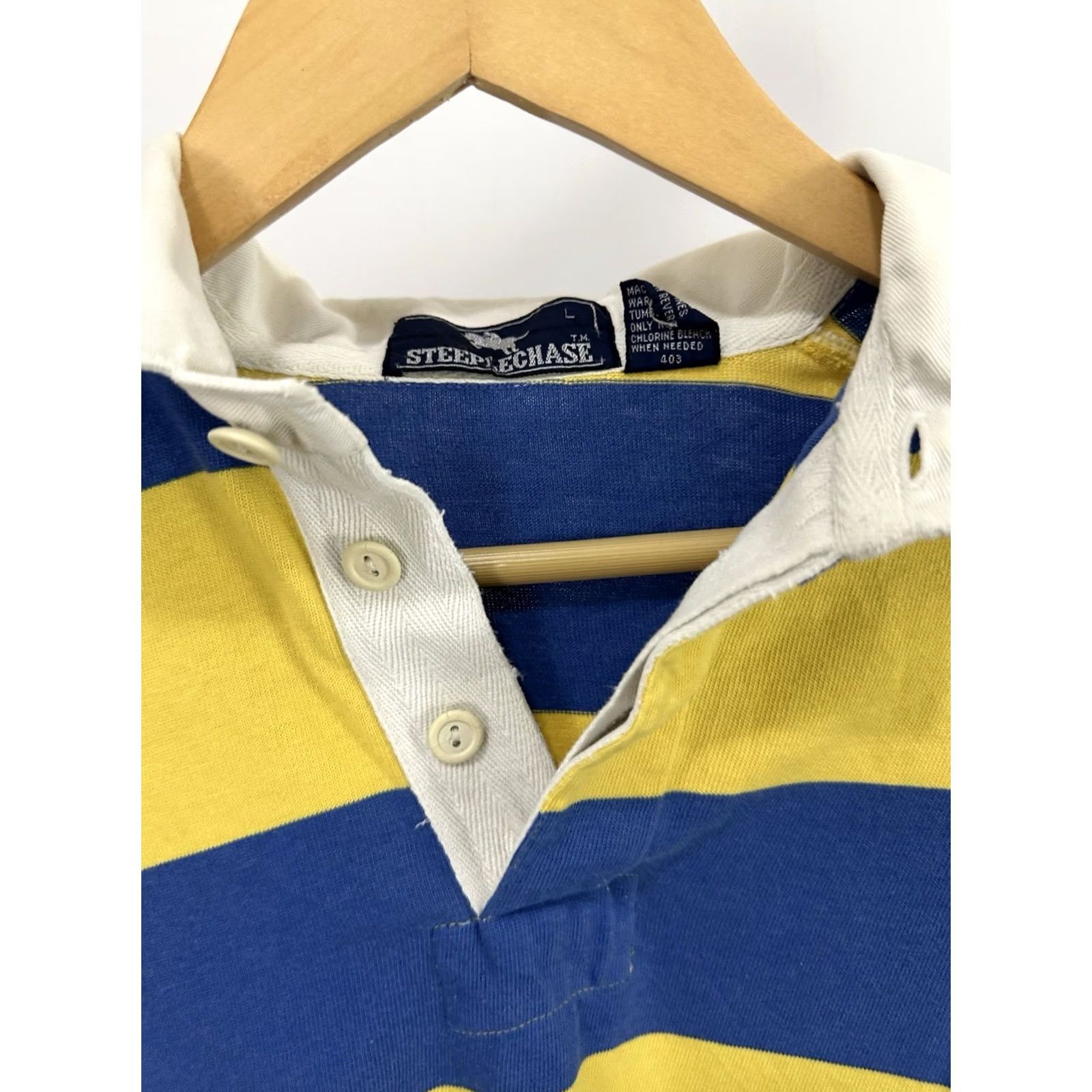 Vintage VTG 80s Steeplechase Yellow Blue Kanye Long Sleeve Polo Rugby Size L Mens Size US L / EU 52-54 / 3 - 5 Thumbnail