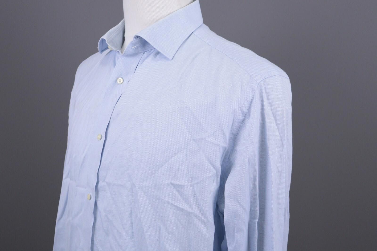 Designer Boggi Milano Blue Luxury Button Down Shirt Size 45 / 18 Size US M / EU 48-50 / 2 - 9 Thumbnail