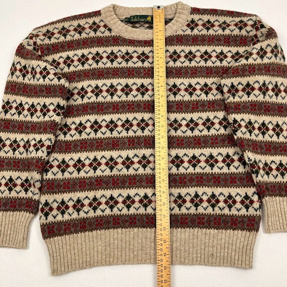 Vintage VINTAGE Tulchan Sweater Womens Sz 40 Fair Isle Striped Brown Pure New Wool Crew Pullover Size S / US 4 / IT 40 - 4 Thumbnail